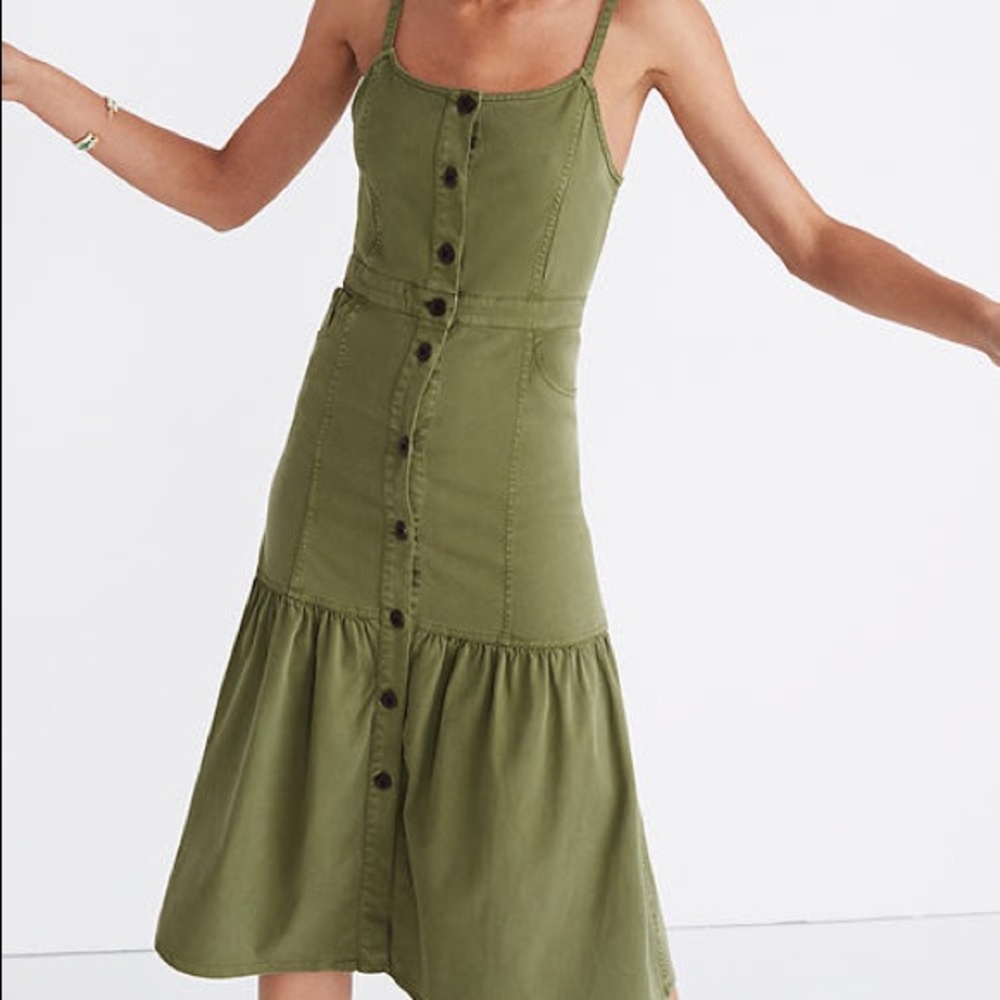 Madewell Bayview Tiered Midi Dress Birch Green 4